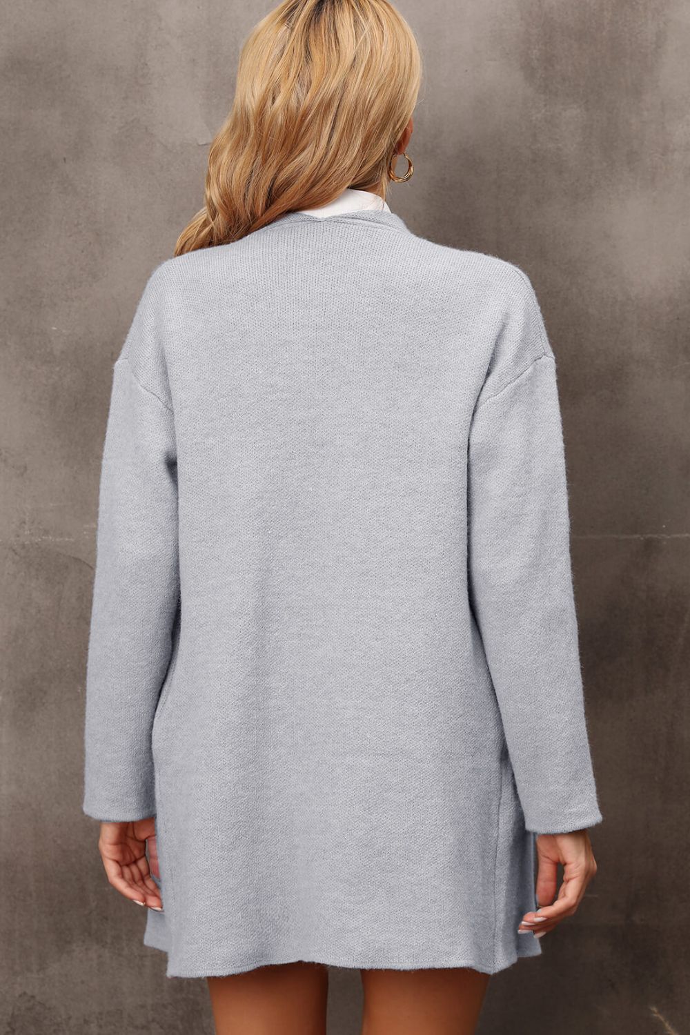 Langer Cardigan mit Wasserfallkragen und Seitentaschen