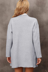 Langer Cardigan mit Wasserfallkragen und Seitentaschen