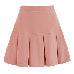 Skirt Elastic High Waist Pleated Skirt Solid Color All-Matching Pleated Skirt Skirt