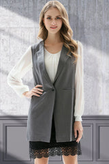 Ärmelloser Longline-Blazer mit einem Knopf