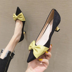 Women's Pointed Toe Bow Shallow Mouth Pumps