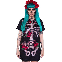 Halloween Costume Skull Spiritual Love Cospaly Performance Wear Printed Dress