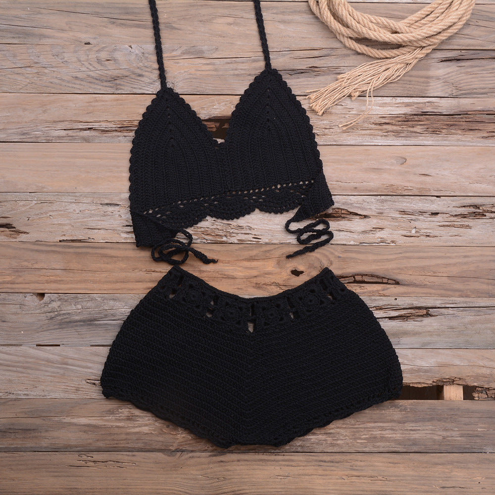 Lace Hollow Out Cutout Split Bikini