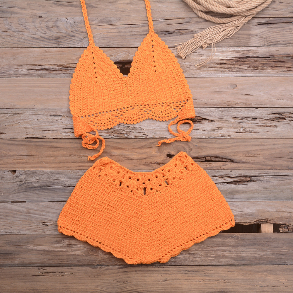 Lace Hollow Out Cutout Split Bikini