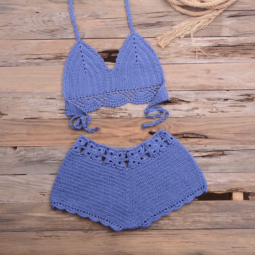 Lace Hollow Out Cutout Split Bikini