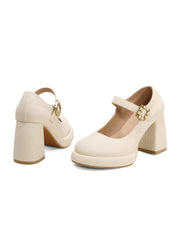 Retro Mary Jane Round Toe High Heel Shoes