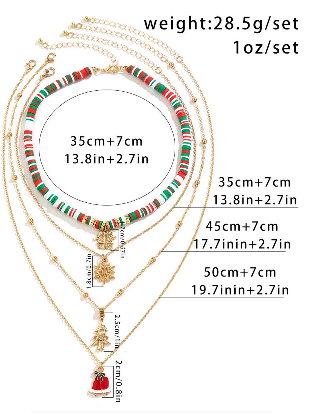 Ensemble de colliers superposés de Noël vintage