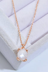 Platinum-Plated Natural Moonstone Pendant Necklace