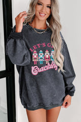 Sweat-shirt gris à cordon avec imprimé graphique « Let's Get Cracking » Casse-Noisette