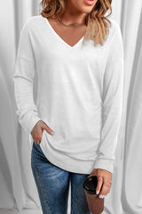 V-Neck Dropped Shoulder Top