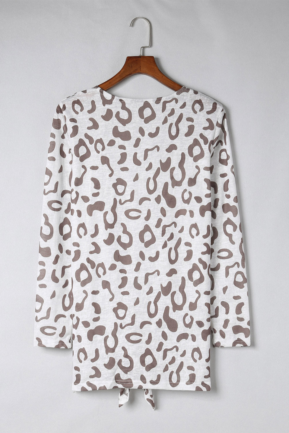 Khaki Leopard Print Casual Open Front Cardigan