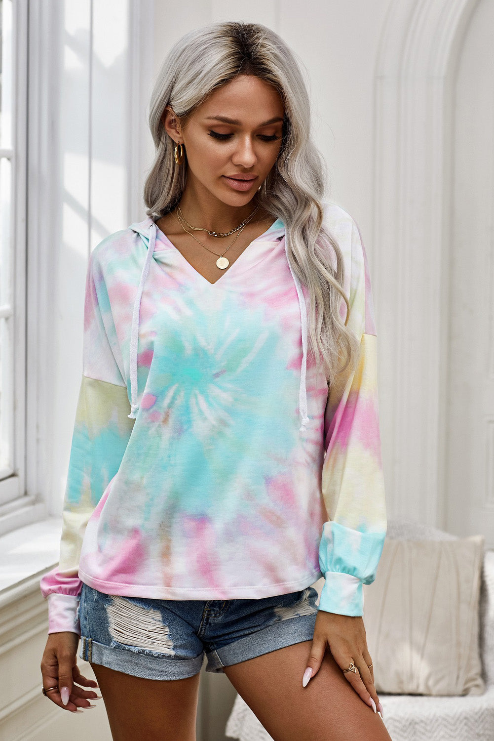 Tie-Dye Dropped Shoulder Hoodie