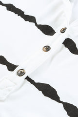 Gestreifter Hoodie mit halbhohem Knopf und Kordelzug