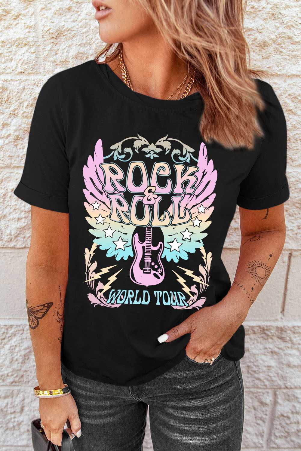 T-Shirt mit Rock- und Roll-Grafik