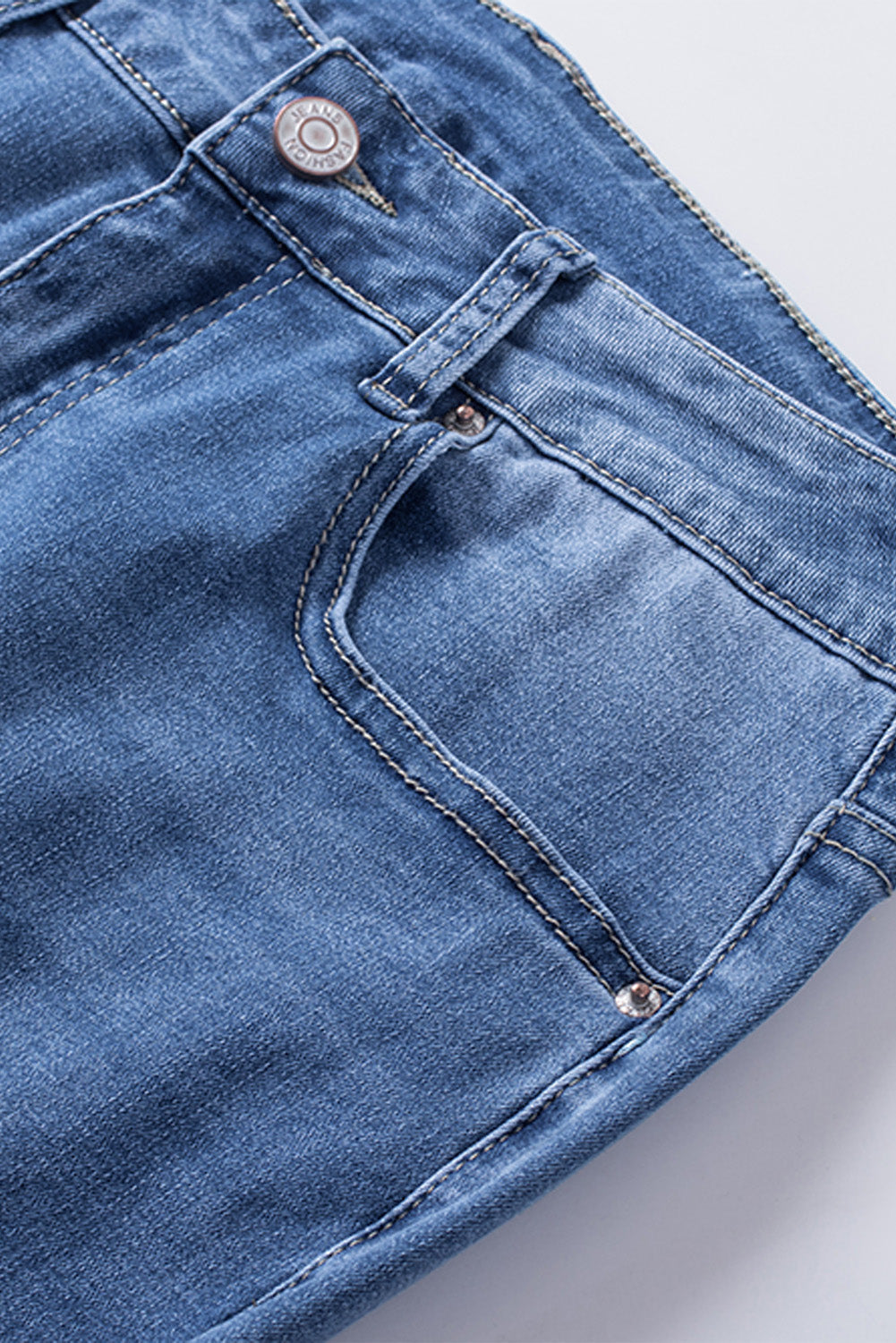 Jean skinny taille haute effet usé