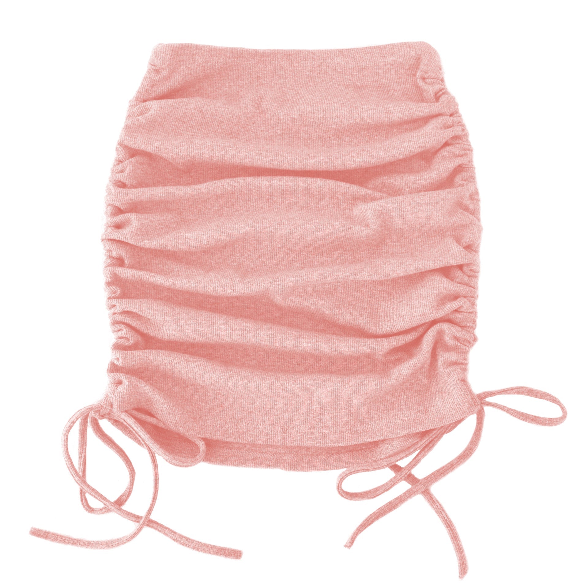 Knitted Threaded Side Drawstring Elastic Pleated Skirt Slim Adjustable Hip Skirt
