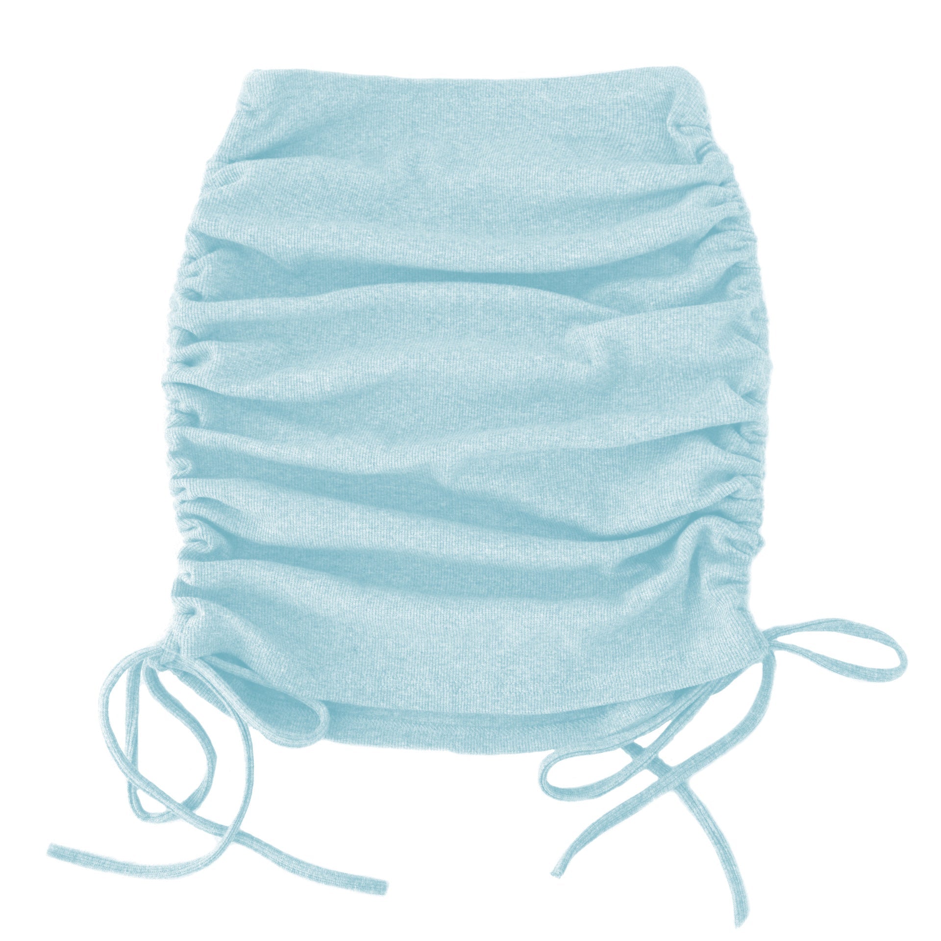 Knitted Threaded Side Drawstring Elastic Pleated Skirt Slim Adjustable Hip Skirt