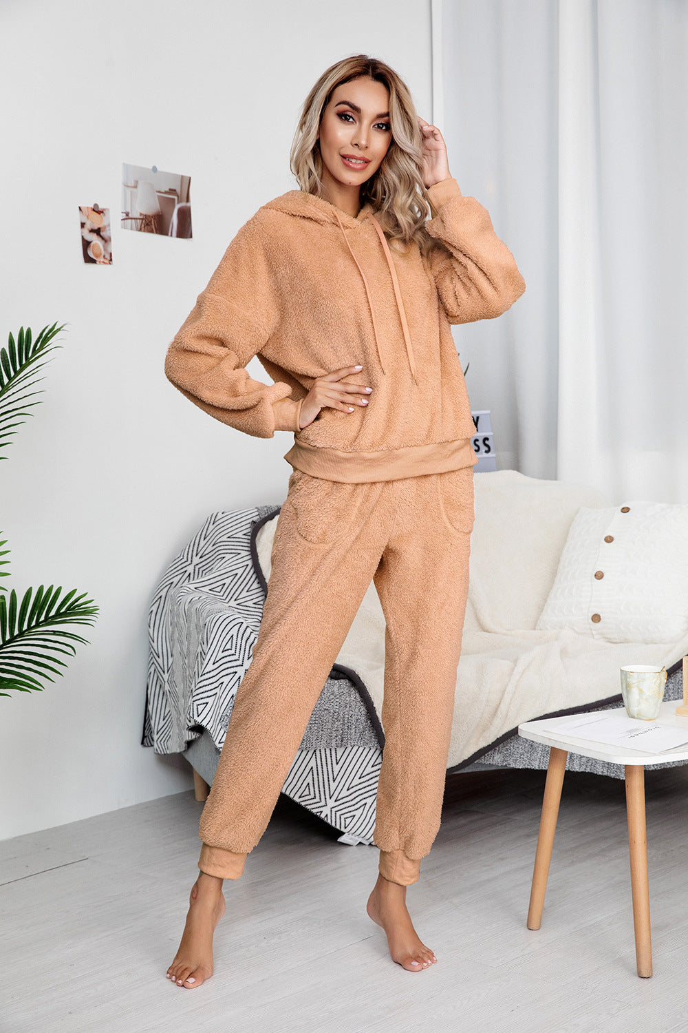 Double-Sided Velvet Hooded Sweater Pajamas Casual Suit