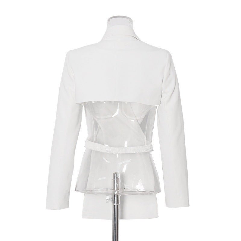 Personalisierter Criss Cross Vorne Lang Hinten Kurze Taille Aushöhlen Ausschnitt Kleiner Blazer