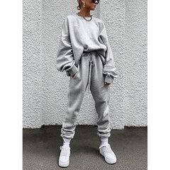 Solid Color Long-sleeved Trousers Loose Casual Suit