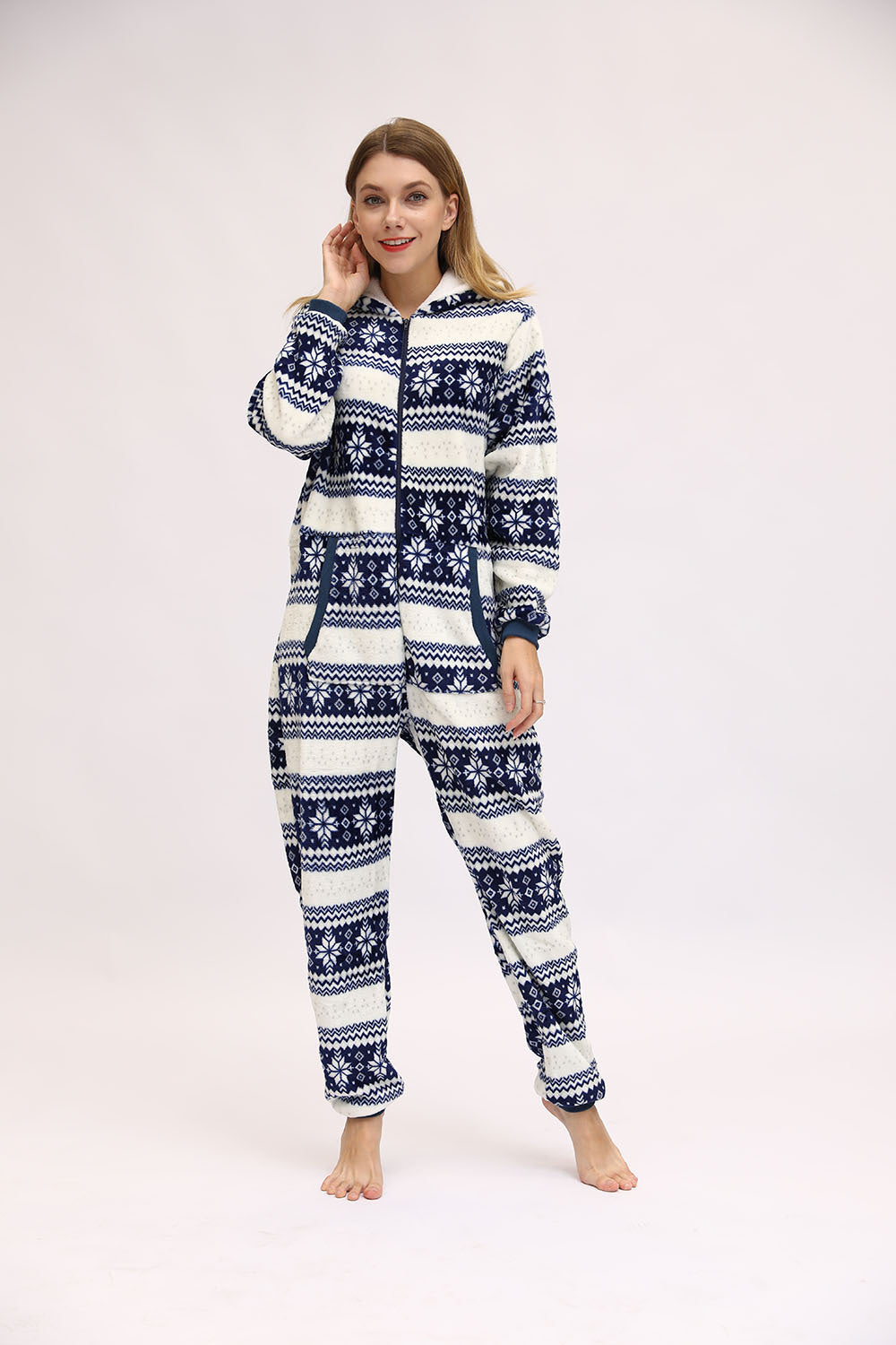 Pyjama en flanelle motif cerf et flocon de neige pour la fête de Noël