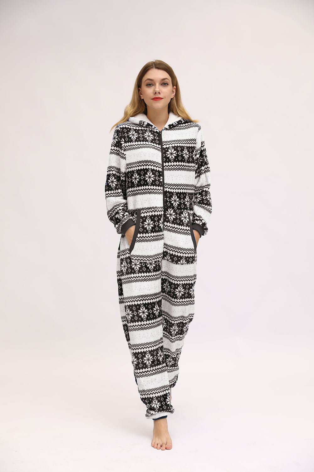 Pyjama en flanelle motif cerf et flocon de neige pour la fête de Noël
