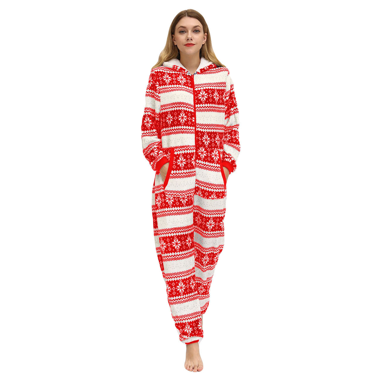 Pyjama en flanelle motif cerf et flocon de neige pour la fête de Noël