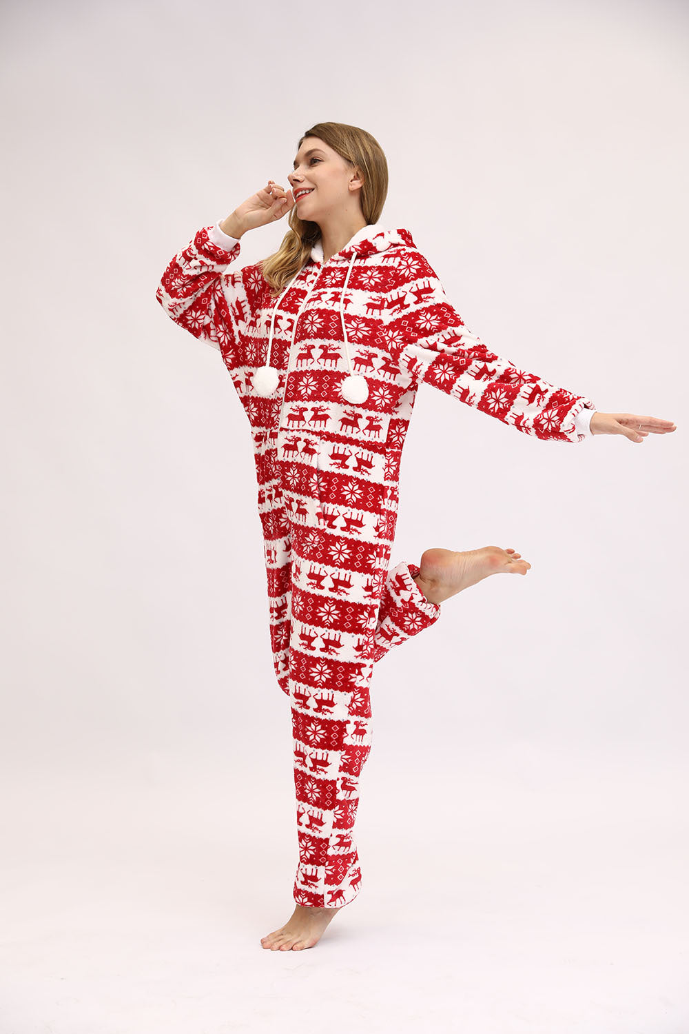 Pyjama en flanelle motif cerf et flocon de neige pour la fête de Noël