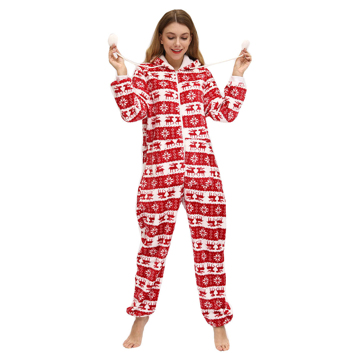 Pyjama en flanelle motif cerf et flocon de neige pour la fête de Noël