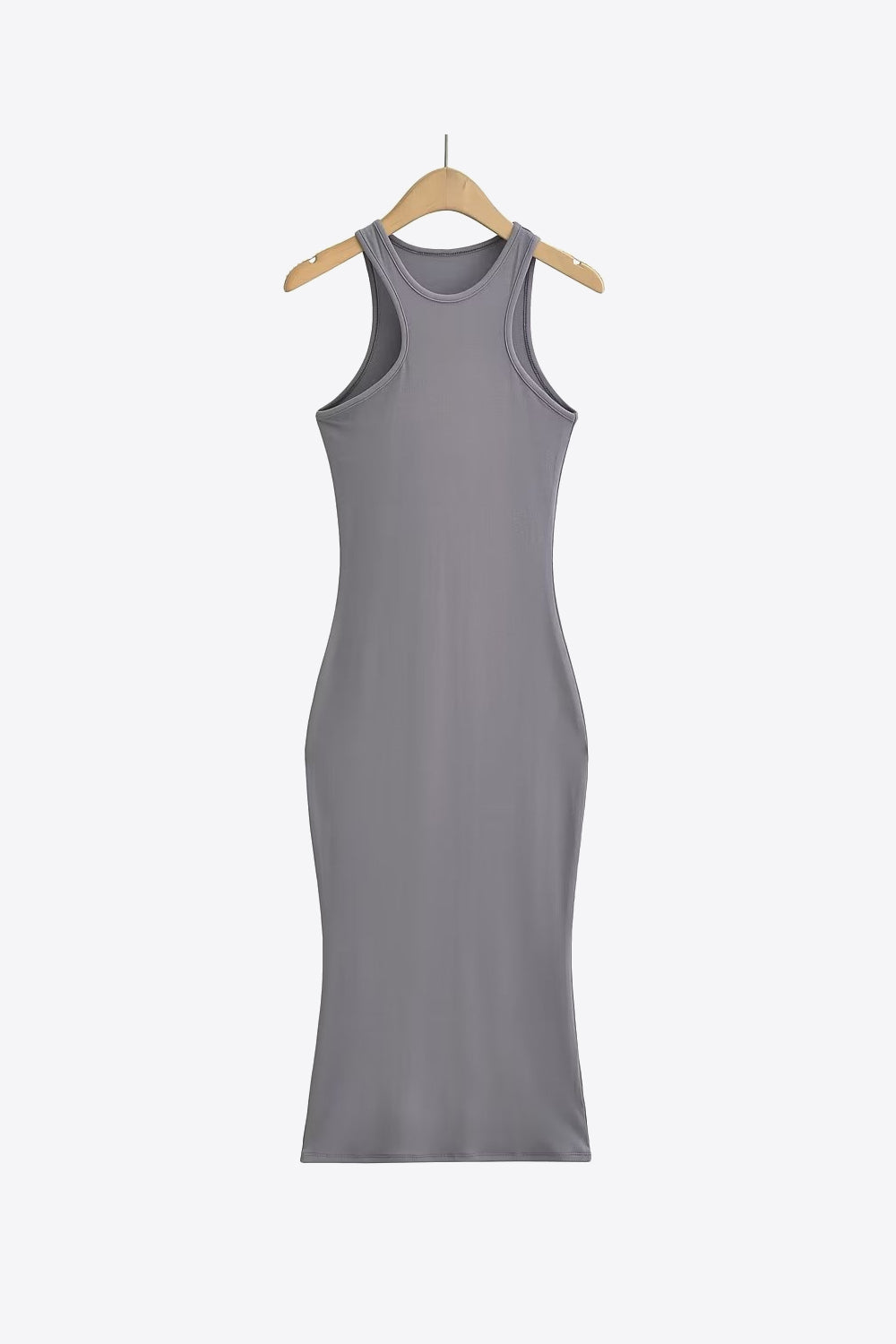 Robe midi sans manches à col rond