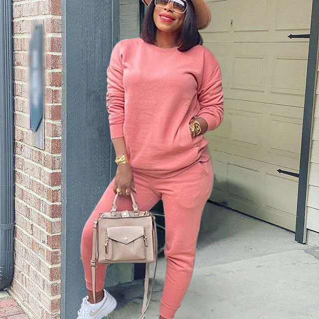 Casual Long Sleeve Solid Color Multicolor Street Casual Two Piece Set
