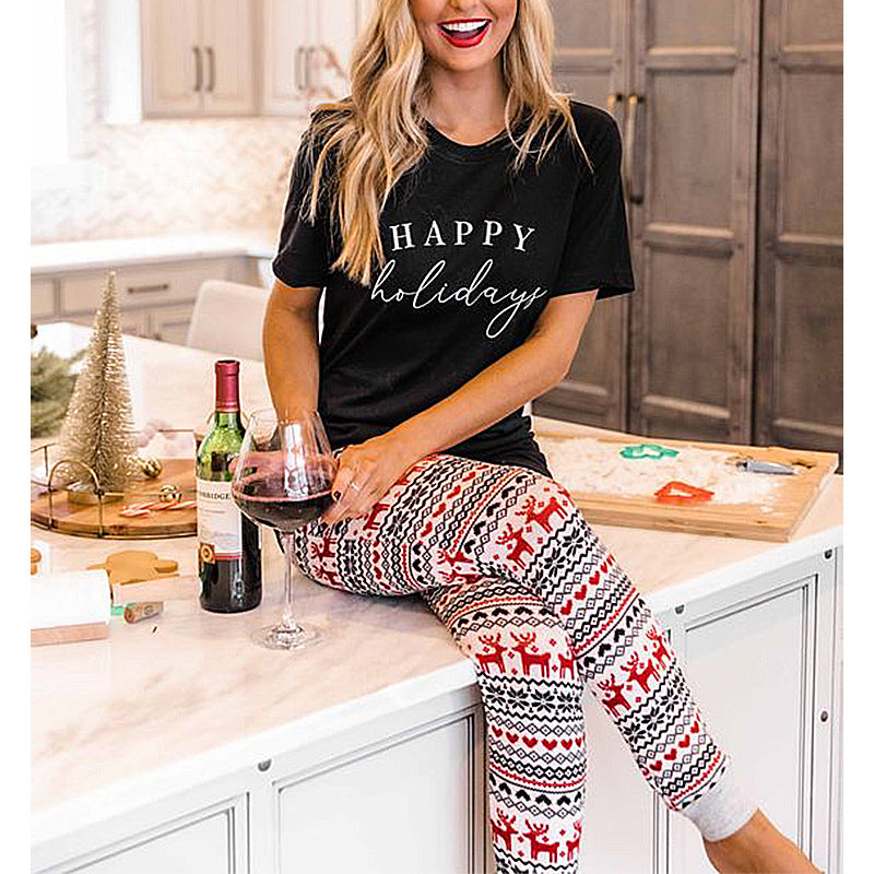 Home Letter Graphic Printing Christmas Suit
