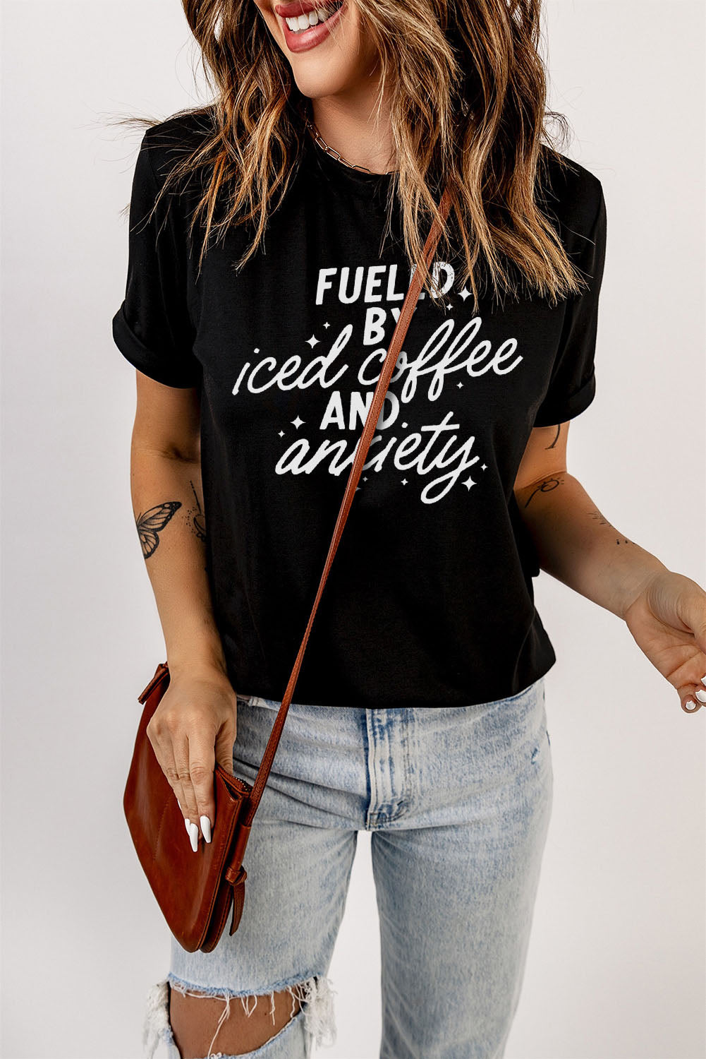 FUELED BY ICED COFFEE ANXIETY Graphic Tee