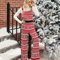 Christmas Knitted Suspender Loose Christmas Snowflake Knitted Jumpsuit