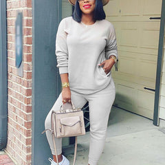Casual Long Sleeve Solid Color Multicolor Street Casual Two Piece Set