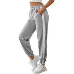 High Waist Striped Casual Sports Pants Winter