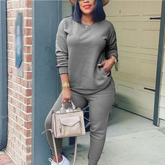 Casual Long Sleeve Solid Color Multicolor Street Casual Two Piece Set