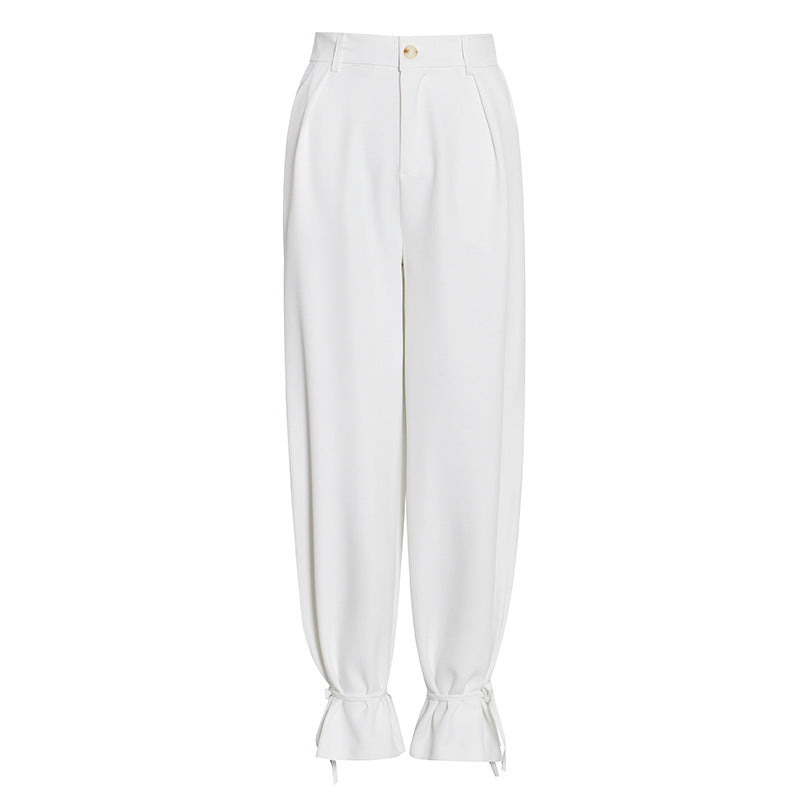 White Suit Trendy Office Wide-leg Pants Two-piece Set