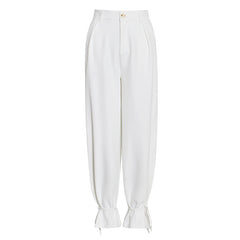 White Suit Trendy Office Wide-leg Pants Two-piece Set