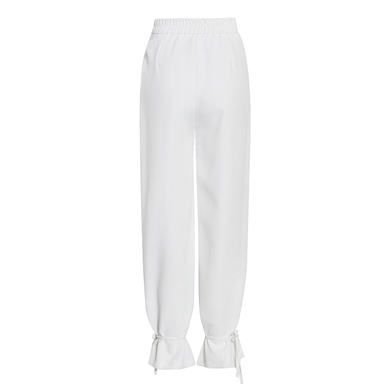 White Suit Trendy Office Wide-leg Pants Two-piece Set