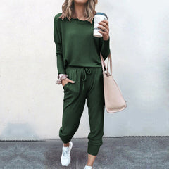 Home Loose Fitting Solid Color Long Sleeves Casual sets
