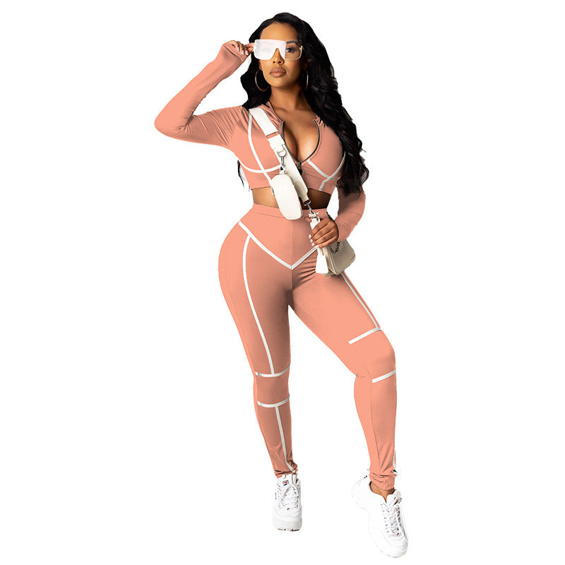 Solid Color Tight Stitching Casual sets