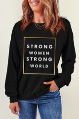 STRONG STRONG WORLD Sweatshirt mit überschnittener Schulter und Grafik