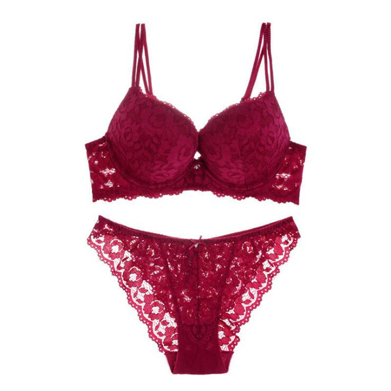 Spitzenunterwäsche Push-up Komfort Push-up-BH-Set Extra dick Kleine Brust Größerer BH
