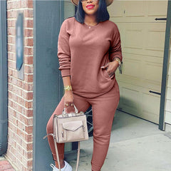 Casual Long Sleeve Solid Color Multicolor Street Casual Two Piece Set