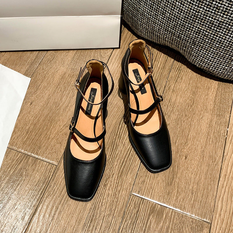 Elegant Comfortable Women's High Low-cut Chunky