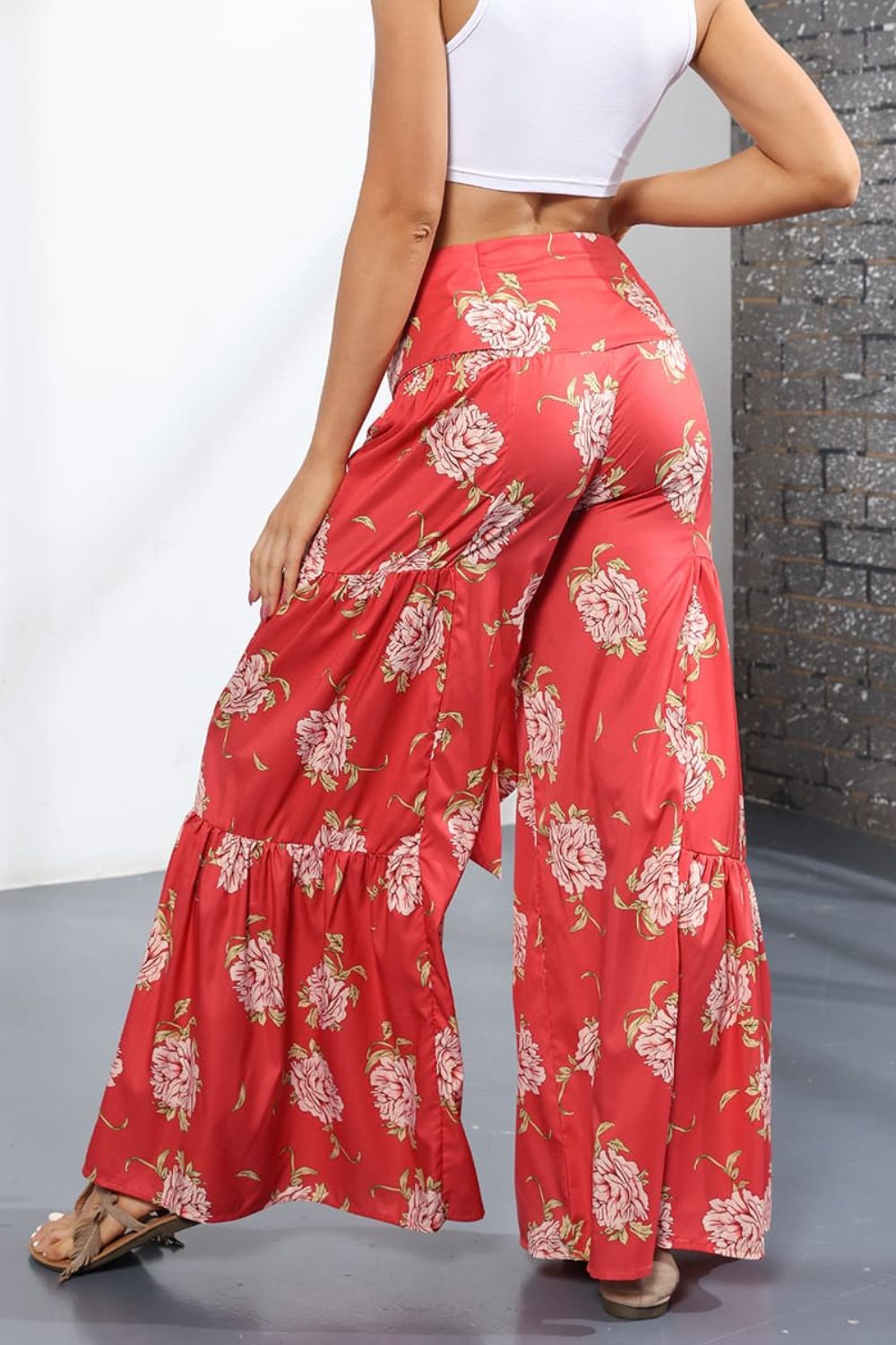 Culotte taille haute nouée imprimée