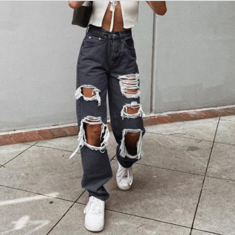 Jeans Ripped Slimming Washed Jeans Trousers