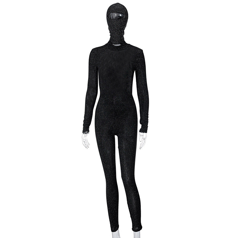 Langarm Rollkragen Rückenfrei Einteilige Hose Sport Jumpsuit Geschenk Kopf
