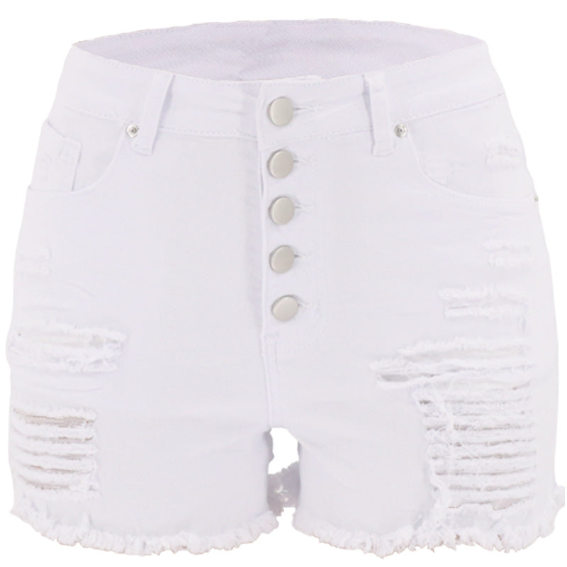 Jean droit déchiré taille haute en coton noir et blanc délavé